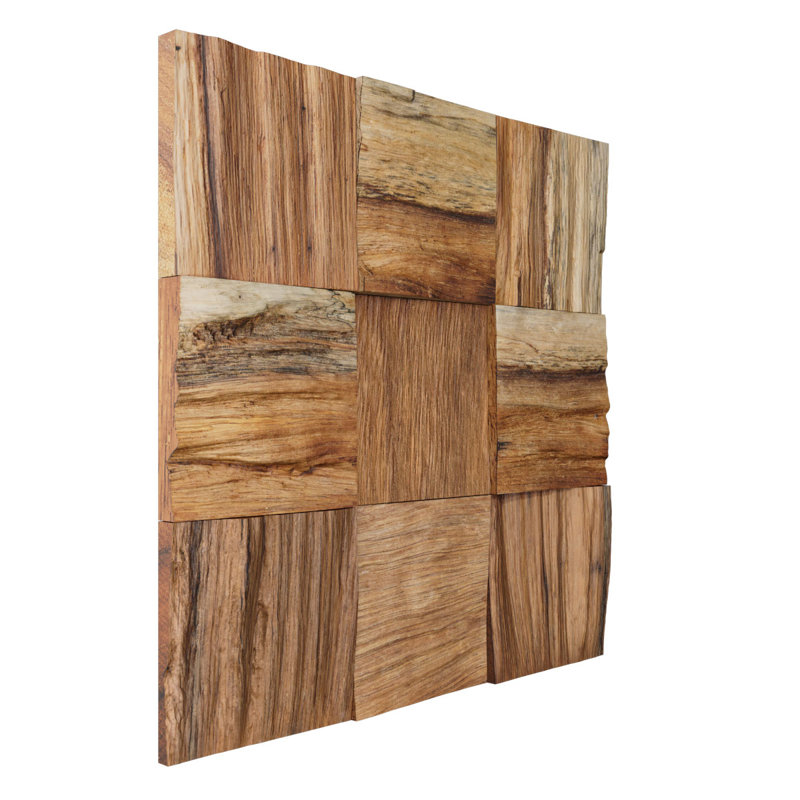 Carreau de mosaïque murale en bois de vieux bateau l 11 7/8 po x H 11 7/8 po x P 1/2 po
