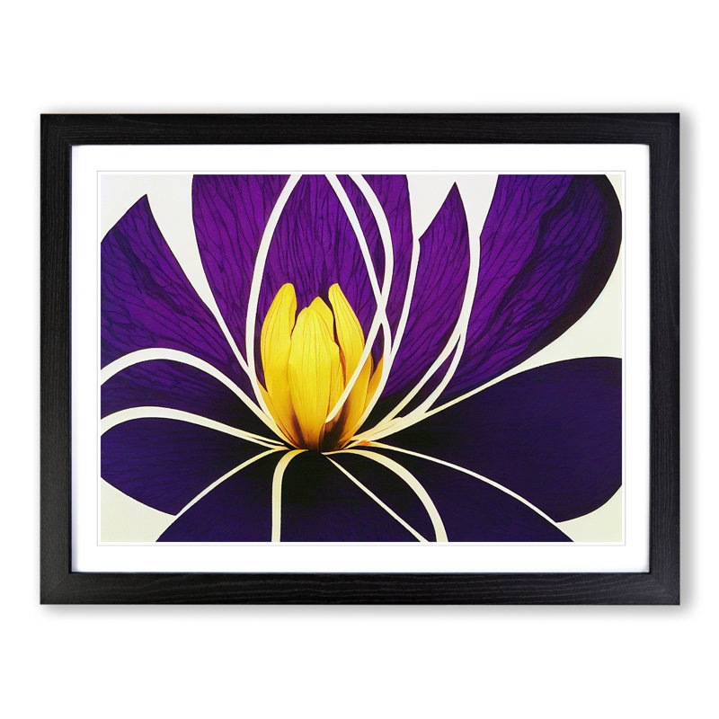 Uplifting Abstract Flower - Framed Print, 34cm H x 46cm W x 2cm D, Black