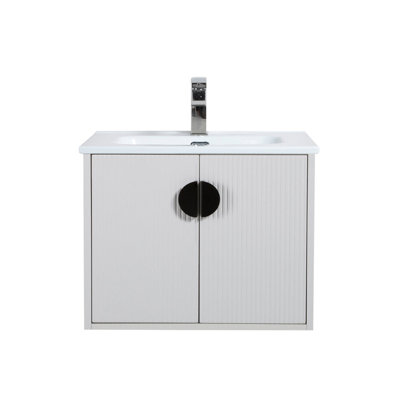 Kayla 30 po L x 18 po P 2 portes Meuble-lavabo mural avec évier simple et Comptoir en Céramique blanc