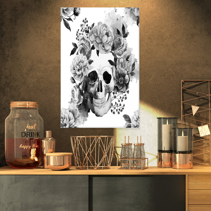« pivoine crâne », impression sur toile tendue, H 32 po x l 16 po