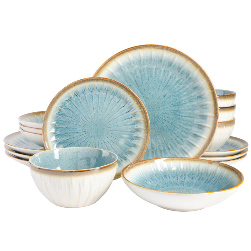 Mayfair Bay 16 Piece Dinnerware Set, Service for 4, Blue