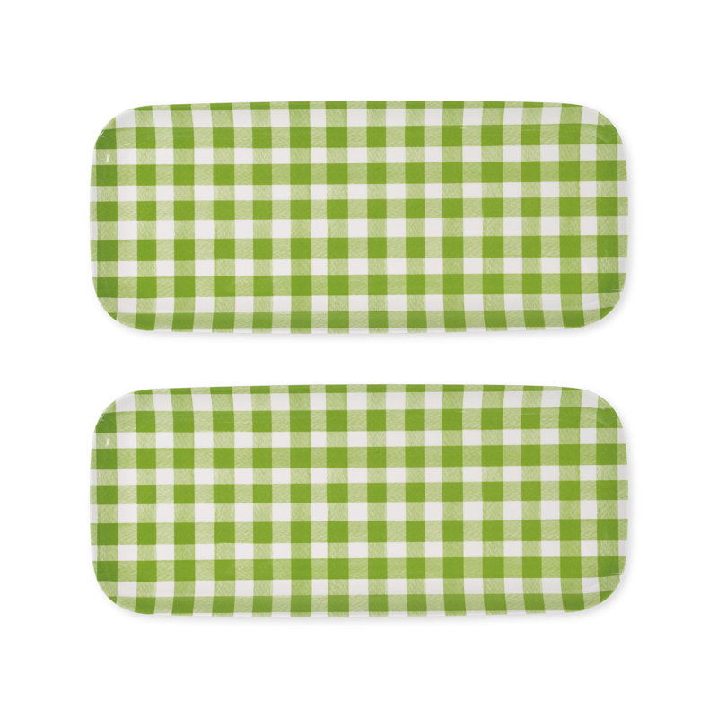 2-Piece Gingham 15" Tray, Green