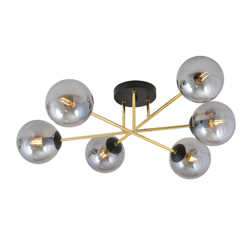 Wodome 6 - Light Dome Chandelier, Black, Grey