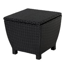 Sundale Outdoor Deluxe Wicker Deck Storage Box All Weather Patio Garden Furniture Patio Container, Black