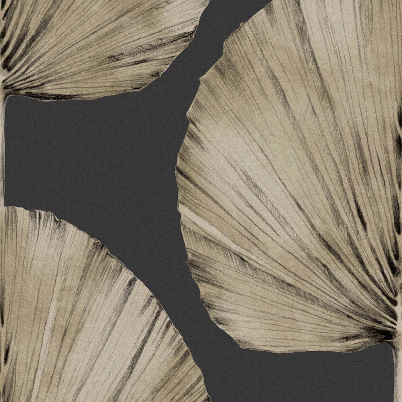 Palm Fan Charcoal Wallpaper, Brown
