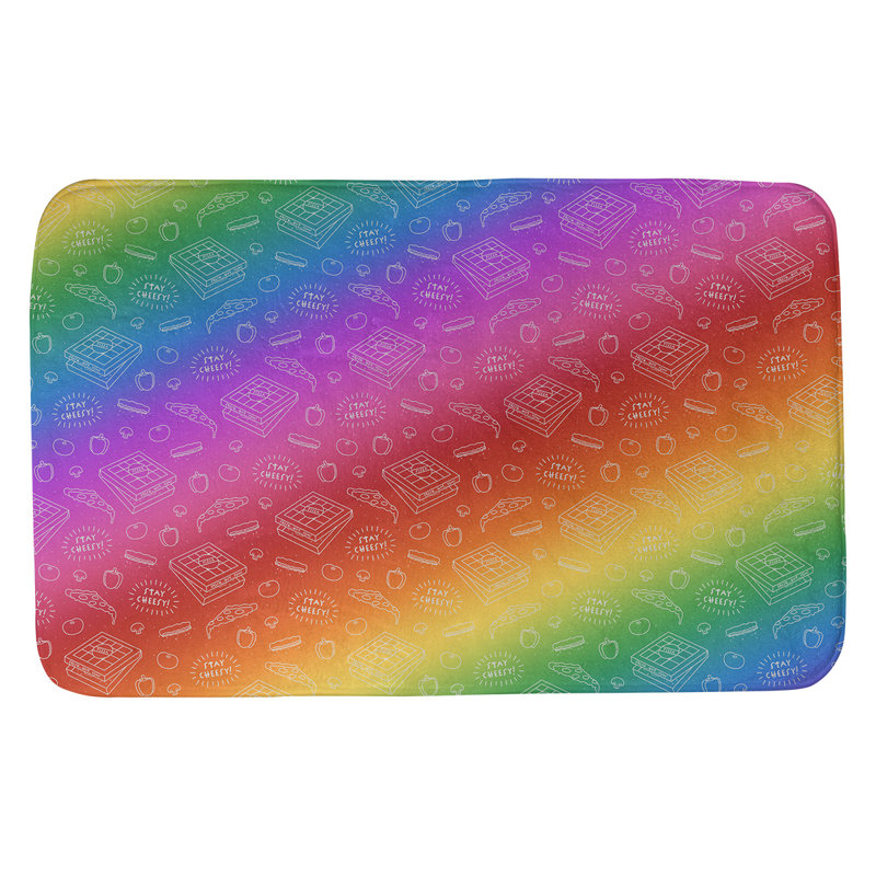 Tapis pour salle de bain Avicia, l 21 po x L 34 po, Jaune / mauve / noir