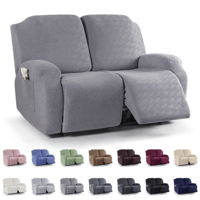 Wald 2 Seats Jacquard Recliner Chair Covers Furniture Protector Recliner Slipcovers With Elastic Bottom For Kids Pets