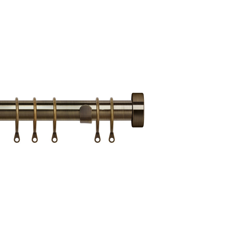 Noriana Adjustable Single Curtain Pole, Antique Brass, 170cm x 300cm