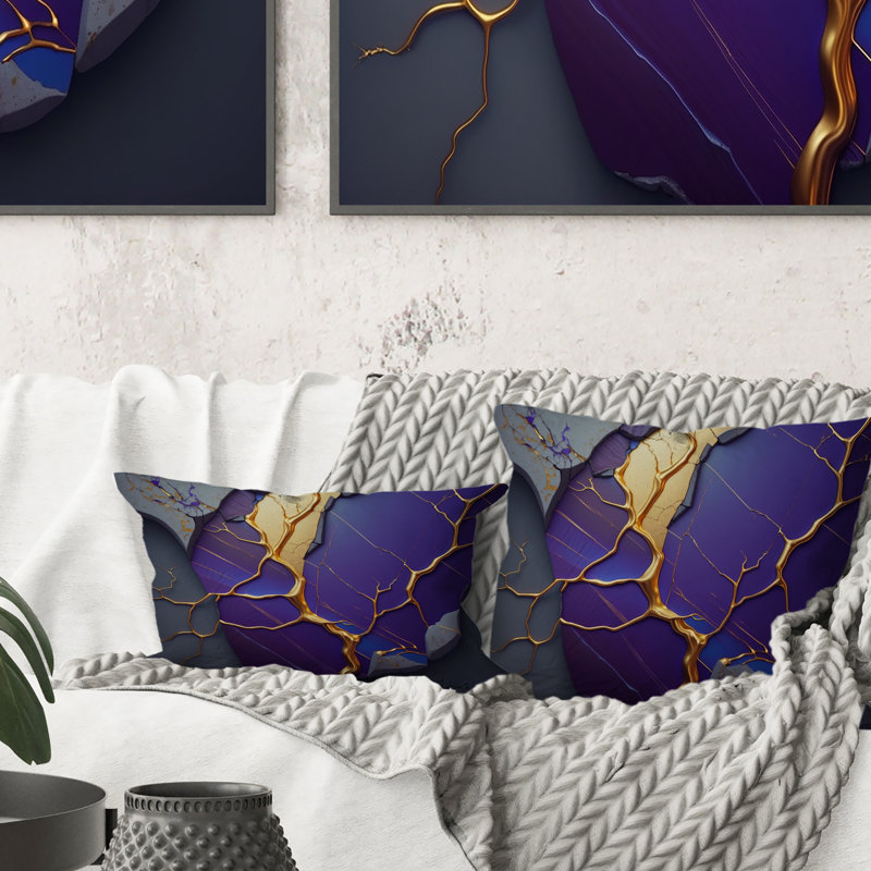 Abstract Geode Purple I - Abstract Marble Printed Throw Pillow