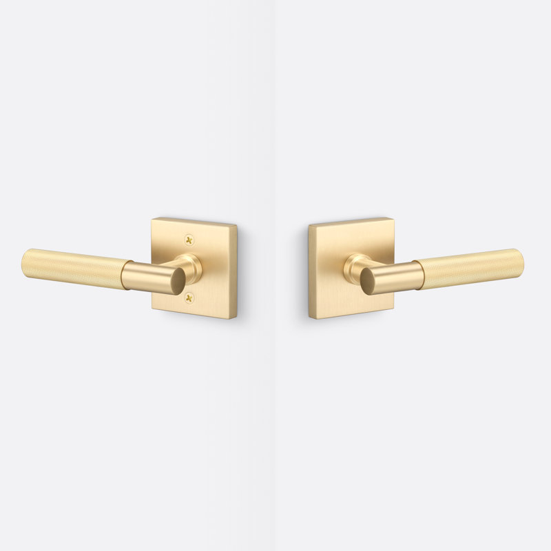 Aspra Square Passage Rosette, Knurled Grip, Satin Brass