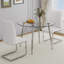 Round Dining Table 42" Glass Dining Table For 4 Modern Minimalist Circular Kitchen Table With Silver Metal Legs For Kitchen, Dining Room, Restaurants, Silver