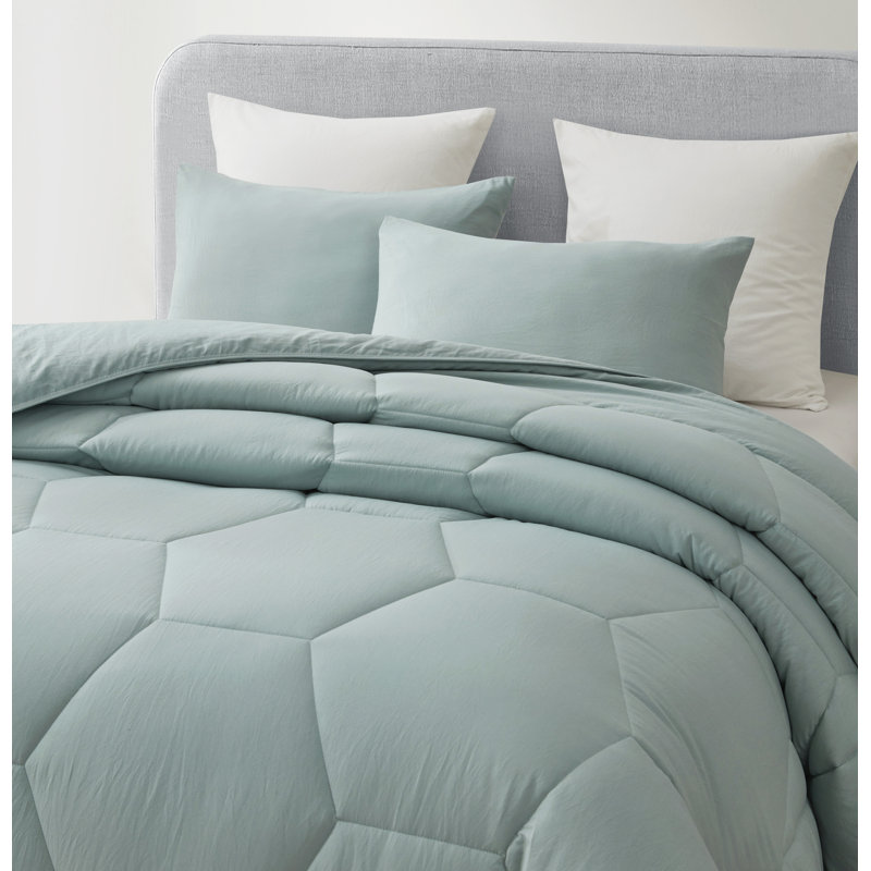Aqua Twin Honeycomb Quilted Microfiber Comforter Set