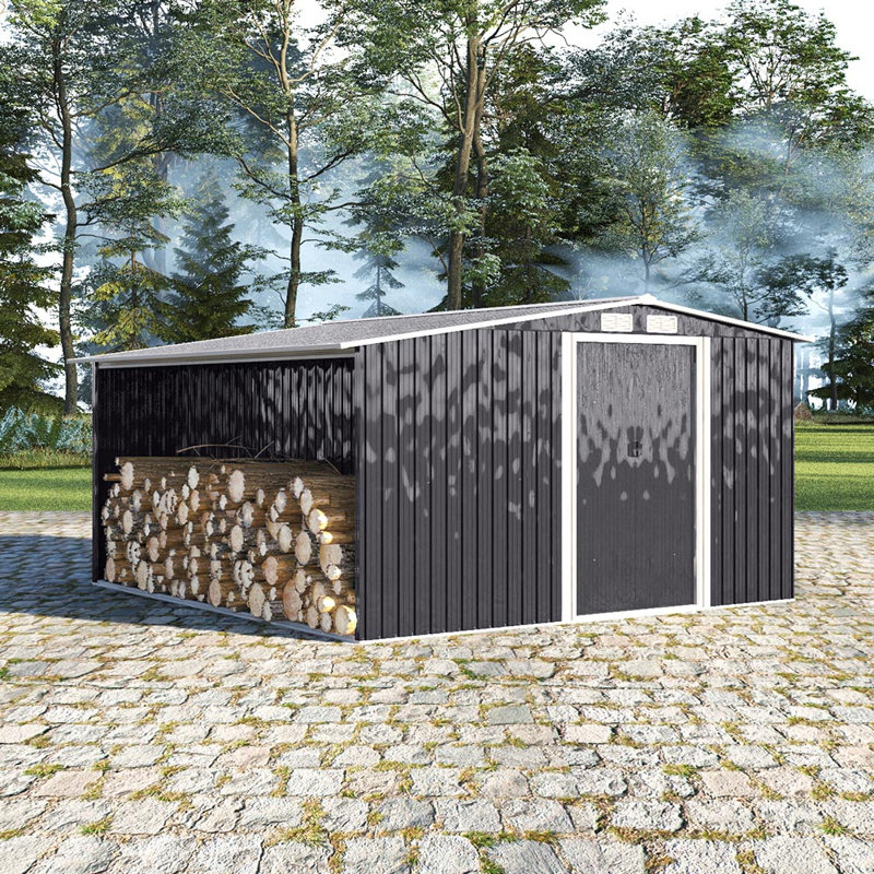 Anthracite Black Firewood Shed, Black