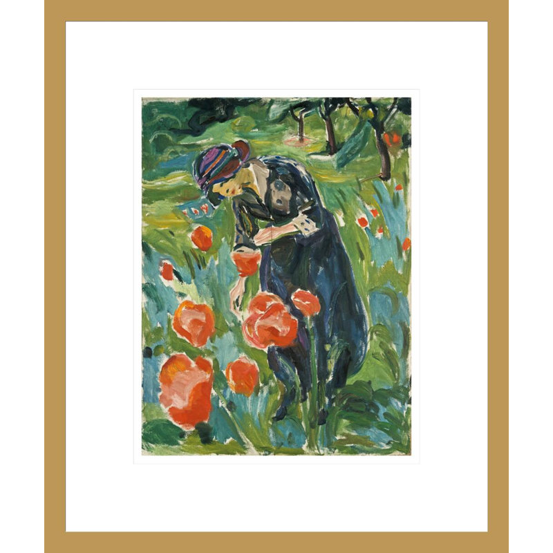 «Woman with Poppies» par Edvard Munch - impression giclée encadrée, H 16,38 po x l 13,75 po