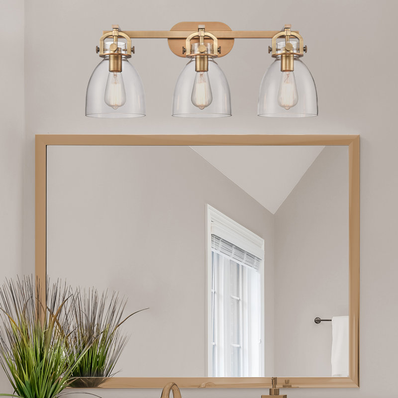Éclairage pour meuble-lavabo mural 3 lumières Smeltertown, Transparent, Nickel poli