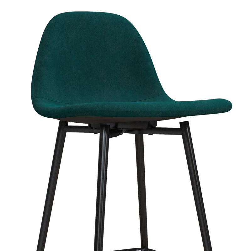 Henrine Upholstered Counter Stool with Metal Frame, Green