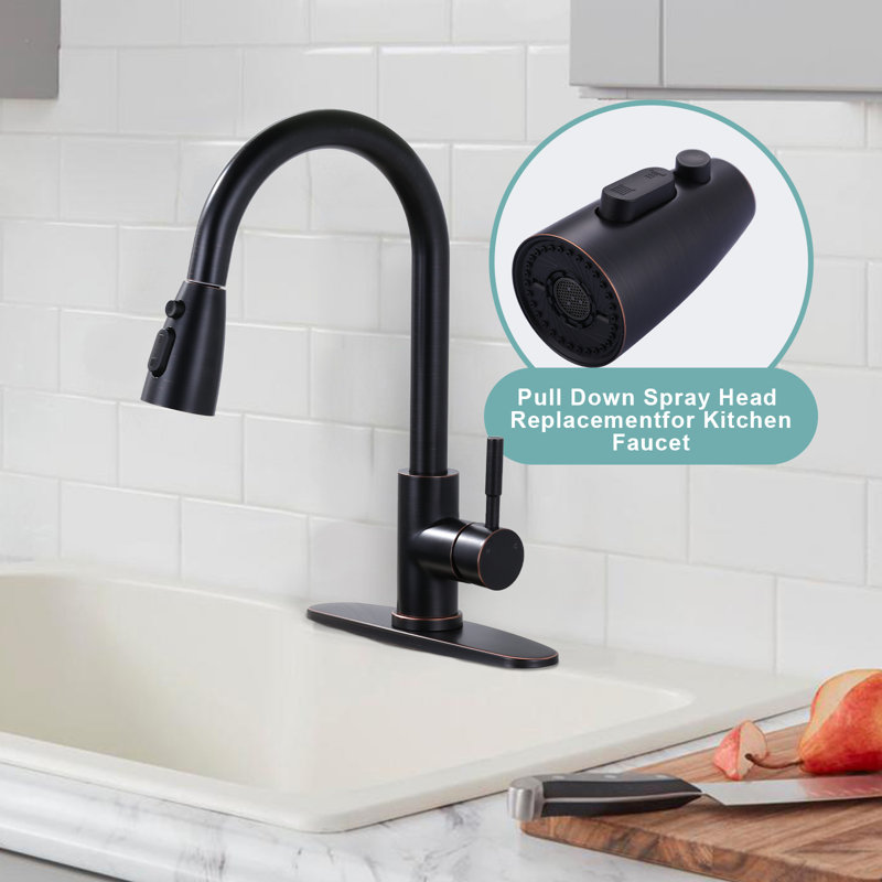 1/2 In. Pull Down Kitchen Faucet Spray Head Replacement 3-Function With 9 Adapters, Oil Rubbed Bronze