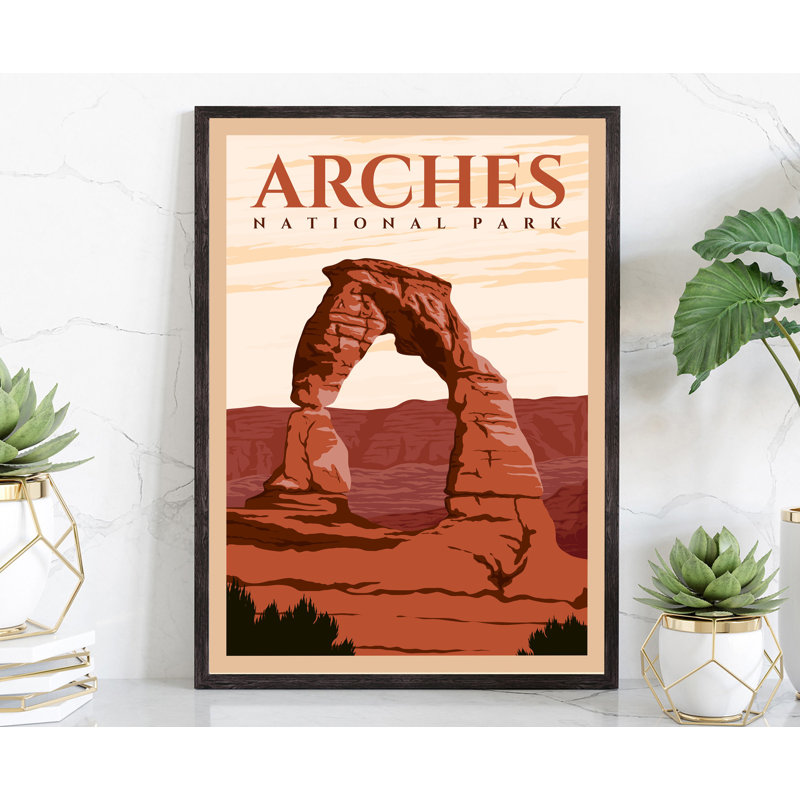 Reproduction sans cadre d'une affiche rétro du parc national de pierre jaune, H 24 po x l 18 po x P 0,35 po