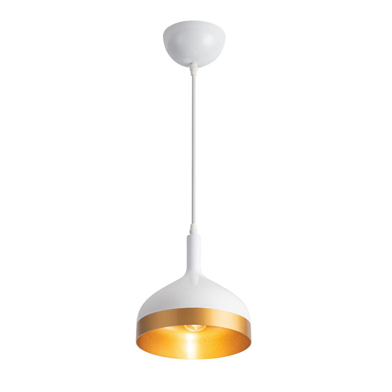 Luminaire suspendu 1 lumière Dash, Blanc / doré, H 8 po x l 8 po x P 8 po