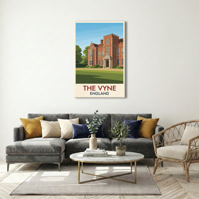 The Vyne, England - Romantic Country House Travel Poster | Tudor Mansion Escape. Giclee Print on Wrapped Canvas. Wall Art, Home Decor - Castles & Palaces, England 1 Piece Wrapped Canvas Wall Art