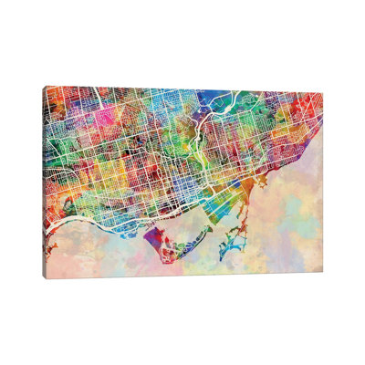 Toronto Street Map III by Michael Tompsett - 1 Piece Wrapped Canvas Wall Art