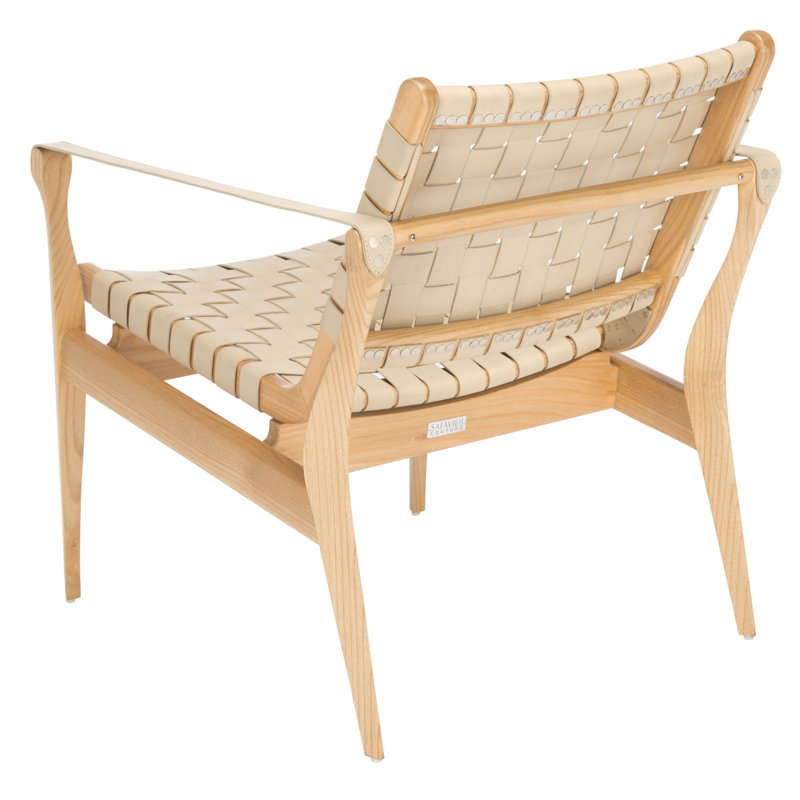 Leather Armchair, Natural, White Genuine Leather