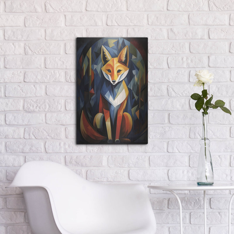 «The Cubistic Fox» par Andreas Magnusson, art mural en métal, 16 po x 24 po