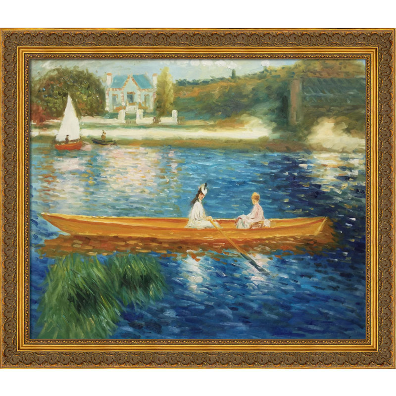 "Boating on the seine", reproduction d'art sur toile, H 26,5 po x l 30,5 x P 2 po, Or