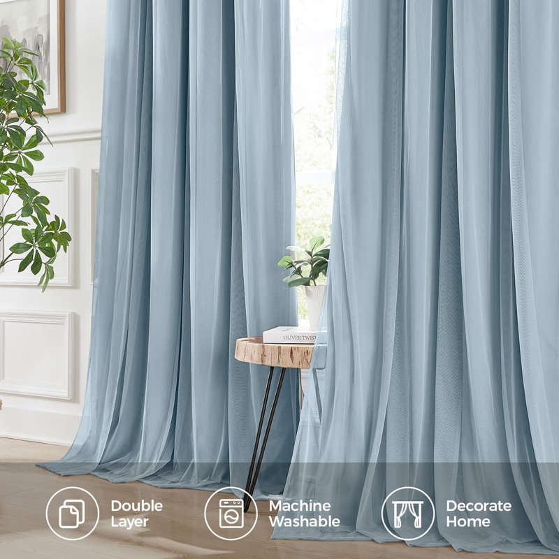 Double Layer Blue Curtains