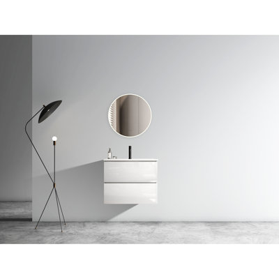 Meuble-lavabo mural moderne, lavabo en céramique, grand rangement, lavabo à tiroirs silencieux, céramique, style, un trou de robinet, glissières de tiroir