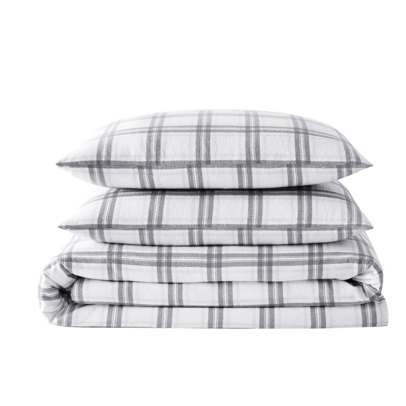 London Fog Plaid Flannel Comforter Set, Full/Queen Comforter + 2 Standard Shams