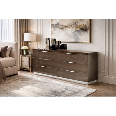 Commode double en bouleau argenté
