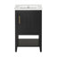 Meuble-lavabo de 20 po avec lavabo, armoire de salle de bain avec porte à fermeture douce, support de rangement et tablette ouverte-126233394
