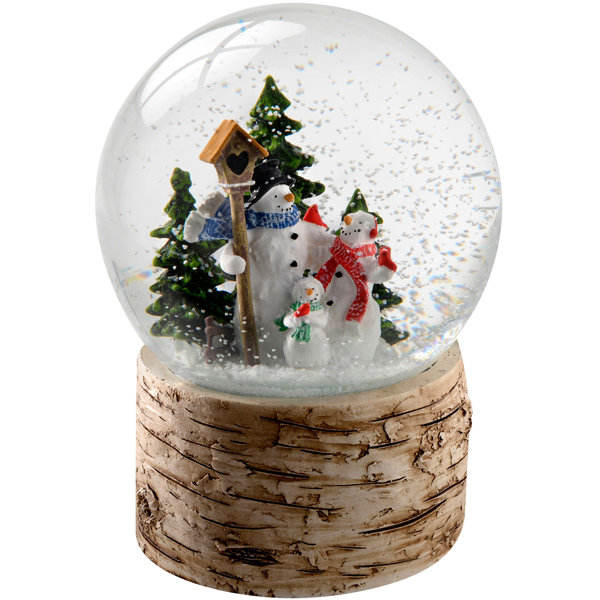 The Seasonal Aisle Snowman Family with Birch Base Snow Globe & Reviews ...