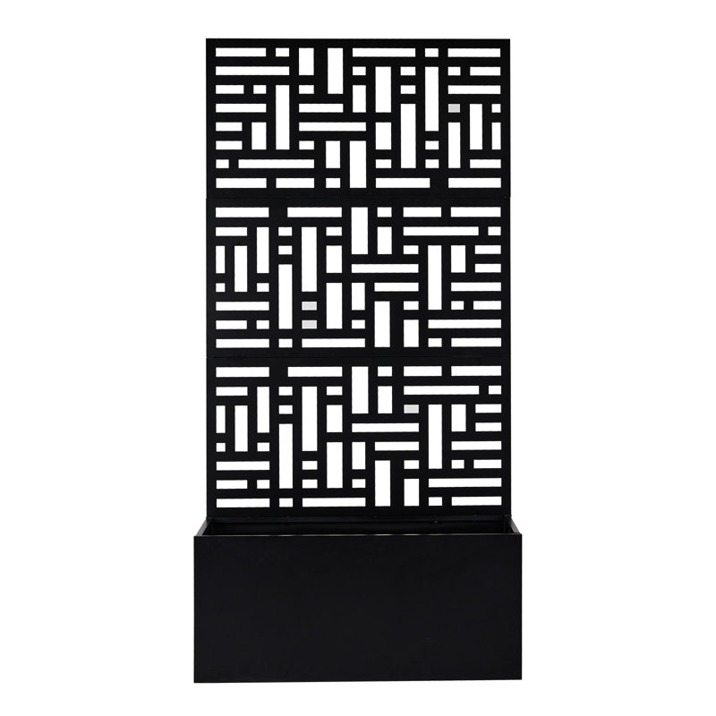 Vaniecia 70'' H Weather-Resistant Metal Garden Bed with Trellis , Black