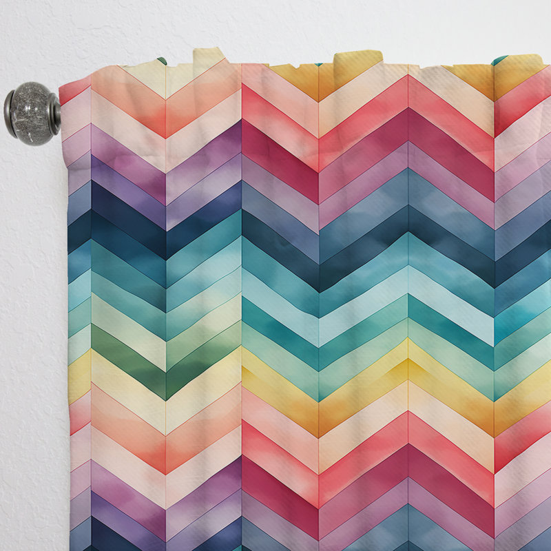 Watercolor Caprice - Motif à chevrons multicolore - Rideau obscurcissant à chevrons - 1 panneau, L 52 po x L 108 po