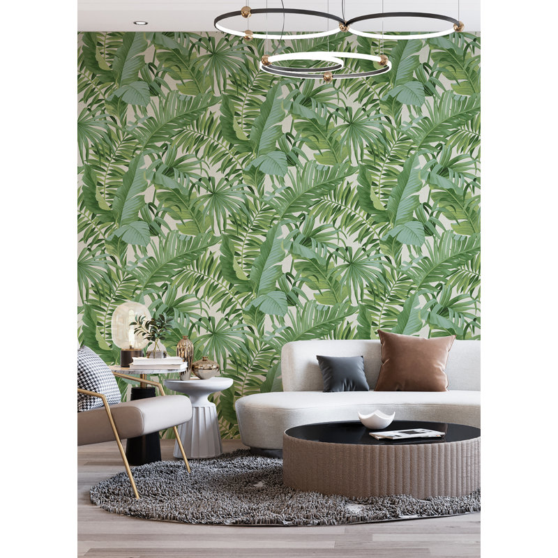 Murale verte feuille de palmier tropical