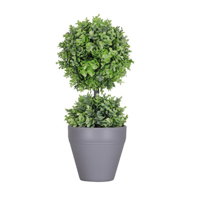Plante artificielle verte simple en pot en pot gris