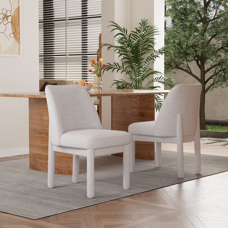 Chaise de salle à manger en chenille de 21,5 po de largeur, chaises de cuisine modernes avec pieds en bois, Beige