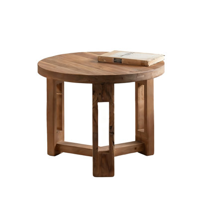 Retro Walnut Solid Wood Round Coffee Table