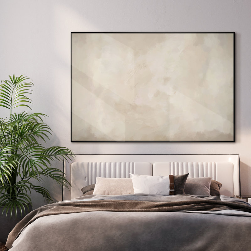 Extra Large Wall Art Fabric Print - Neutral Abstract Subtle Layered Patterns Illustrations Artwork Decor for Living Room or Bedroom - "Frame Assembly Required (Unfinished Frame)"