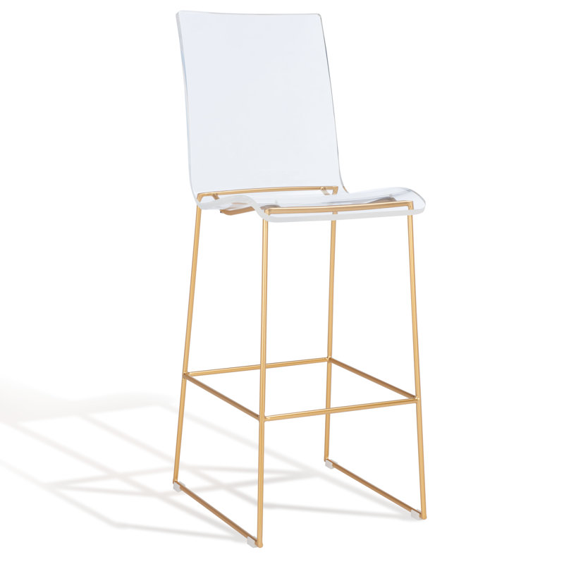 Heichman Counter Stool with Metal Frame, White/Gold