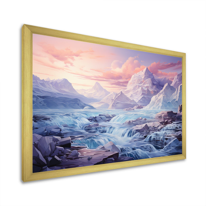 Paysage de Kawaii en Alaska II, Cadre doré simple, H 24 po x l 32 po x P 1 po