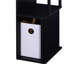 Bureau d'ordinateur noir avec tablette pour clavier, structure en métal et placage, forme rectangulaire, étagère et compartiment de rangement inclus, charge maximale de 32 kg sur la tablette, plateau en placage.