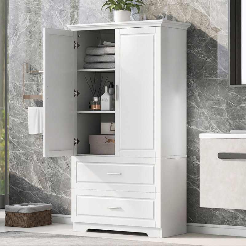 Tall Bathroom Storage Cabinet, White