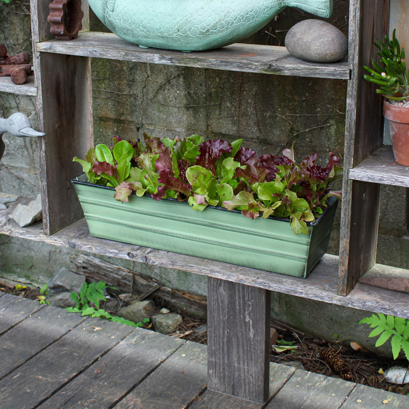 Metal Planter Box, Green Patina