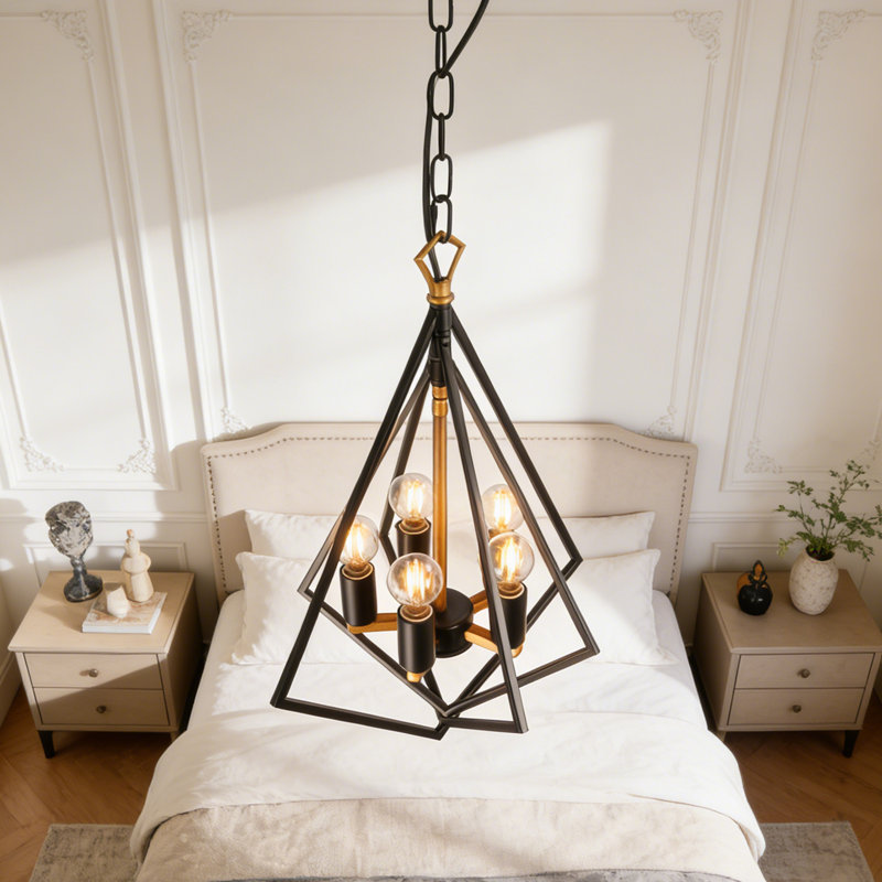 5 - Light Modern Industrial Geometric Chandelier (Bulb Include)
