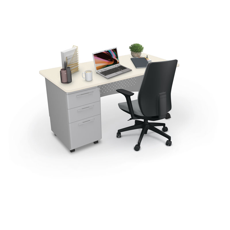 Bureau à caisson simple Avid (6030) trame neutre, Crème/gris