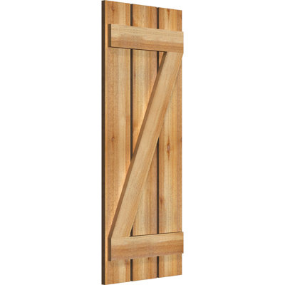 Natural cedar board-and-batten shutter with Z-brace