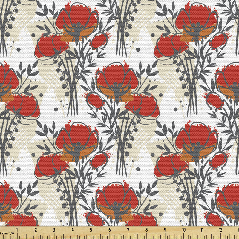 Novick Poppies and Leafy Strokes Fabric